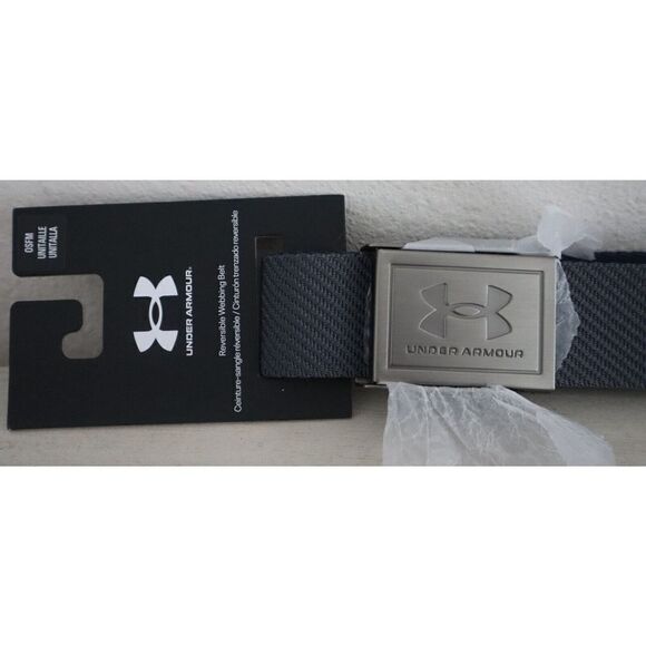 Under Armour Unisex OSFM Pitch Gray/Academy UA 2.0 Reversible Webbing Golf Belt - Picture 3 of 5